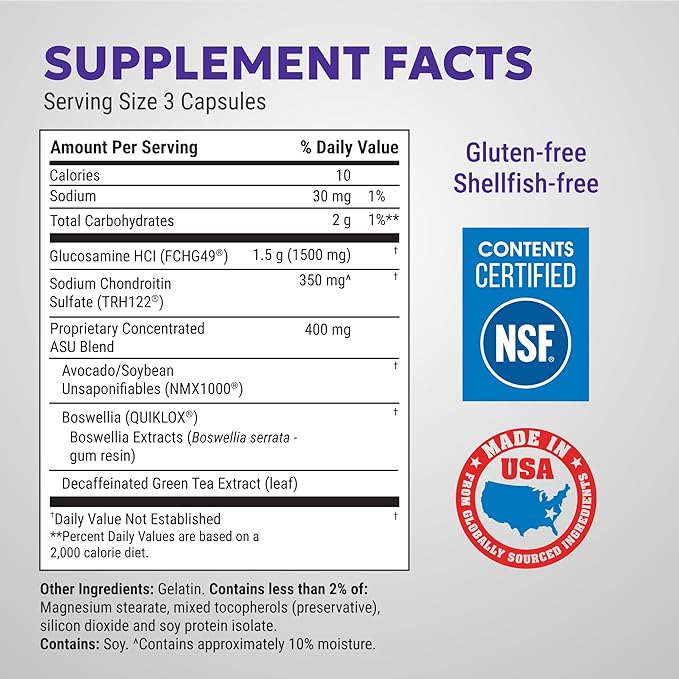 Nutramax Laboratories Cosamin® ASU Joint Health Supplement with Glucosamine, Chondroitin & ASU for Adult Men & Women, Joint Supplement, 150 Capsules
