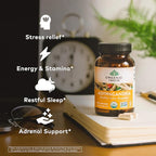 ORGANIC INDIA Ashwagandha Capsules - Organic Ashwagandha Supplement - Vegan Ashwagandha Root, Gluten-Free, Kosher, Non-GMO, Supports Stress Relief, Energy, and Sleep - 180 Capsules