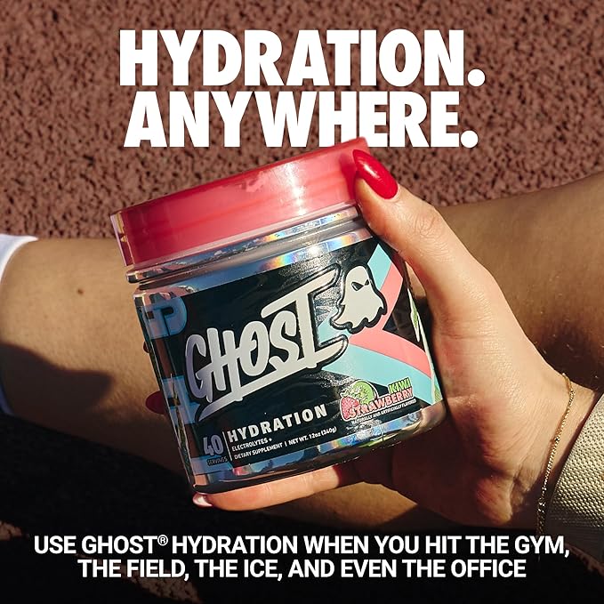 GHOST Hydration Tub, Electrolyte Powder, Kiwi Strawberry - Sugar Free Instant Electrolyte Drink Mix - Caffeine-Free Daily Hydration & Immune Support with Clean Formula - 40 Servings