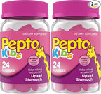 Pepto Kids Gummies, Helps Relieve Occasional Upset Stomach, Acid Indigestion, Sour Stomach and Heartburn, 24 Gummies,(Pack of 2)