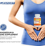 MgSport ZMA Supplement with Clinically Tested Zinc Magnesium for High Absorption - Enhanced with Vitamins B6 B9 for Muscle Recovery - Gentle on Stomach Formula, 120 Capsules