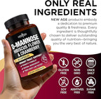 NEW AGE D-Mannose with Cranberry & Hibiscus - High Strength for Urinary Tract Health - Supplement for Women - Bladder, Liver & Microflora Support - Made in USA - Vegan, 60 Capsules