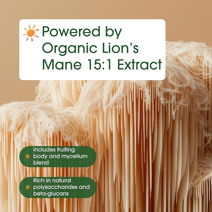 NatureBell Lion’s Mane - 240 Capsules - Organic Fruiting Body & Mycelium - Brain, Immune & Energy Support* - High-Potency Extract - Non-GMO & Gluten-Free