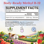 Vitalitown Vitamin B12 (Methyl B12) 5000 mcg, Fully Bioactive Form, Support Energy Production, Natural Peach Flavor, Zero Sugar, 240 Fast Dissolve Tablets