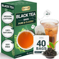 LeafLea 40 Black Tea Bags, Premium Full-Bodied Black Tea Leaves, Strong Robust and Flavoury, Digestive Ease & Natural Alertness with Caffeine, Sugar-Free, Vegan, Individually Wrapped