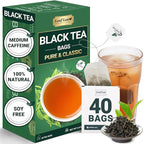 LeafLea 40 Black Tea Bags, Premium Full-Bodied Black Tea Leaves, Strong Robust and Flavoury, Digestive Ease & Natural Alertness with Caffeine, Sugar-Free, Vegan, Individually Wrapped