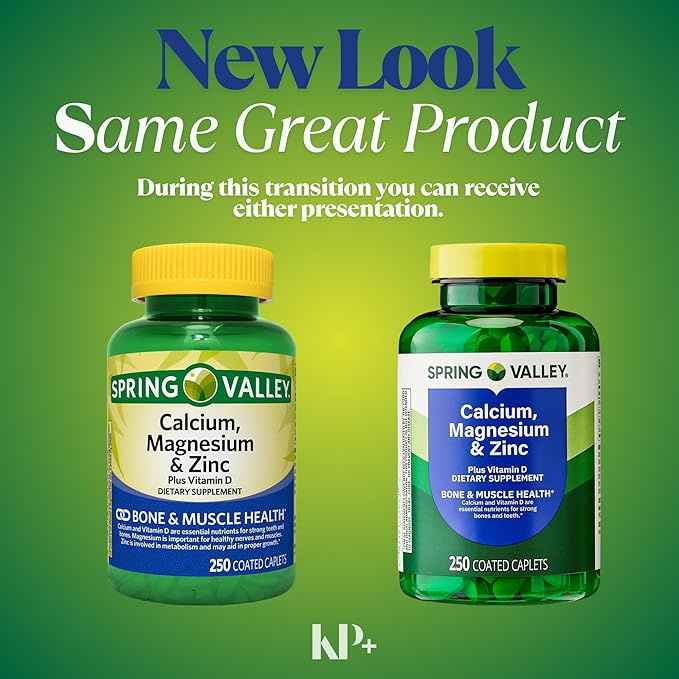 Calcium, Magnesium, Zinc Plus Vitamin D3, Dietary Supplement, 250 Count, (Pack of 2)