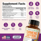 Saffron Supplements – 89mg Saffron Extract, 1000mg Turmeric Curcumin, Ceylon Cinnamon & Cardamom – Daily Mood, Joint & Metabolic Support – Joint Supplements for Women & Men – 120 Capsules