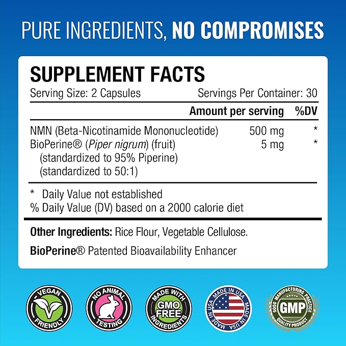 Approved Science NMN - 500mg Stable NMN - Cellular Energy, Healthy Aging - Pack of 1 - Made in USA - Vegan