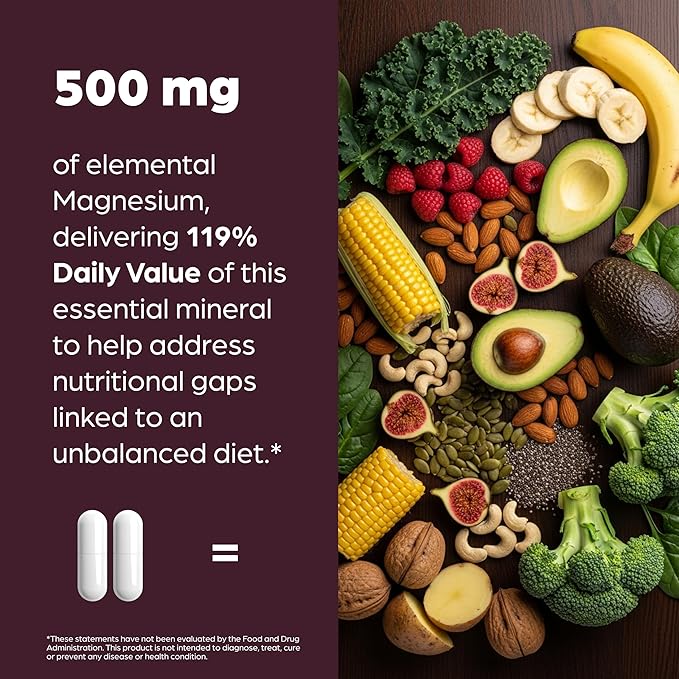 Complete Magnesium Complex 500mg for Women & Men | 60 Capsules | 6 in 1 Mag Supplement with Zinc | Quality Sleep & Muscle Health | Glycinate, Citrate, Malate, Oxide, Aspartate, Lysinate Glycinate