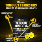 Zolotus 13in1 Tribulus Terrestris Capsules with Maca, Horny Goat Weed, Panax Ginseng, Saw Palmetto, Tongkat Ali, Shilajit & More - Energy, Stamina Supplement for Men & Women - 120 Counts