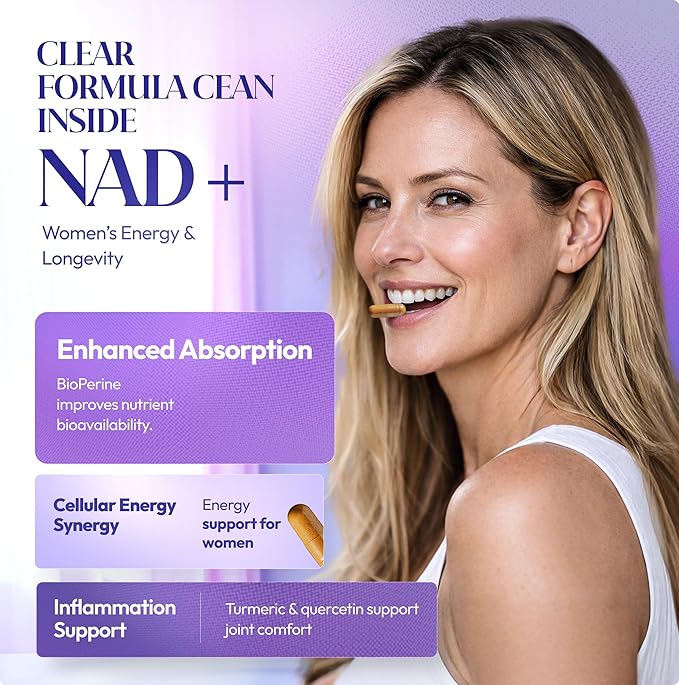 NAD Supplements for Women - Radiance Formula with Resveratrol, CoQ10, Turmeric & BioPerine - Cellular Renewal Supplement for Women - NMN Alternative - 60 Capsules