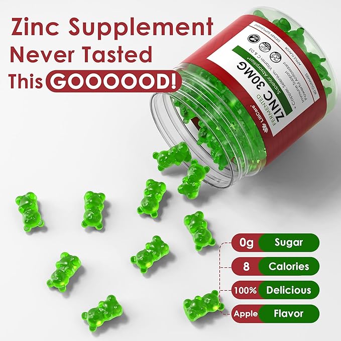 Fermented Zinc Gummies 30mg, Copper, Selenium, Vitamin C, D3, Superior Absorption Zinc Supplements for Women & Men, Immune, Powerful Antioxidant, Zinc Picolinate Alternaitive, Vegan, No Sugar, 2 Pack