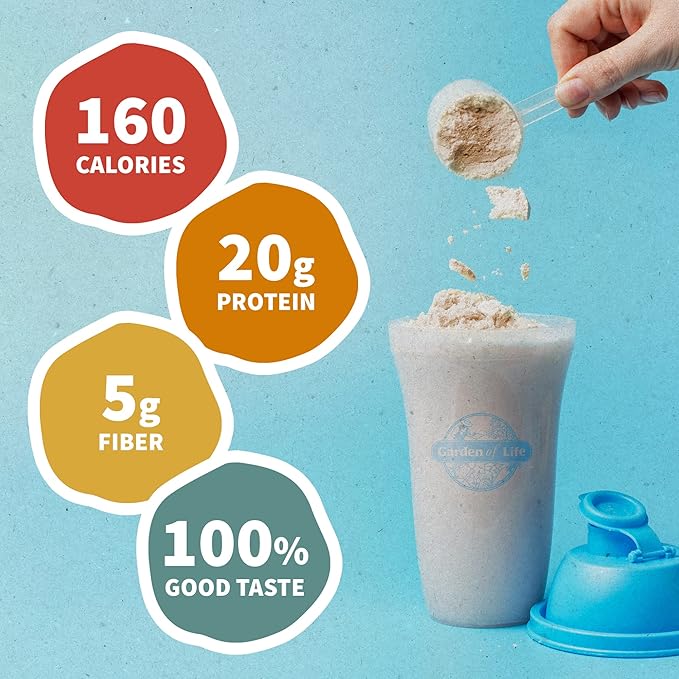 Garden of Life Creamy Plant Protein + Oat Milk Powder + Vanilla Flavor Vegan Protein Powder – Plant Based, Prebiotics & Probiotics, Gluten-Free, Non-GMO, Vanilla Cookie Flavor, 2 LBS