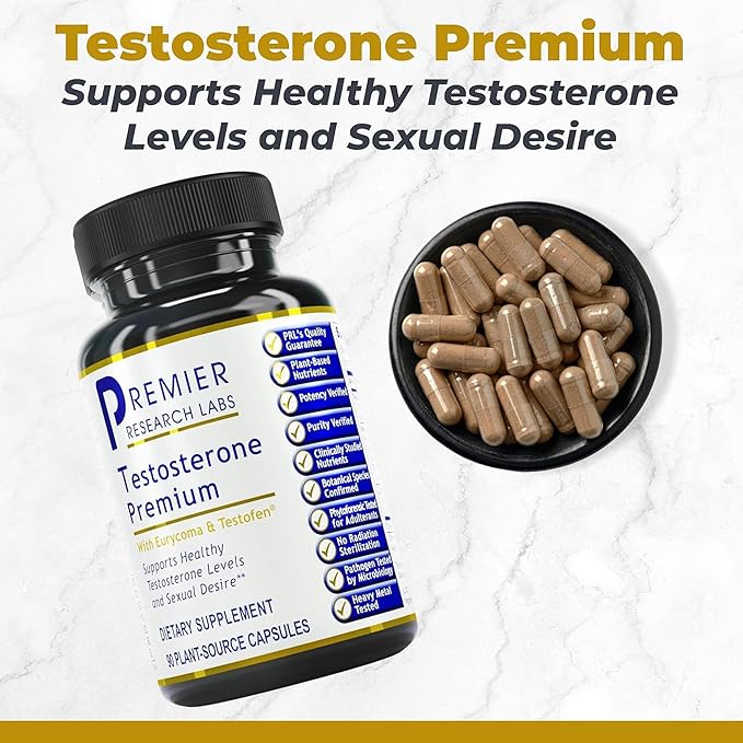 Premier Research Labs Testosterone Premium - Testosterone Supplement for Men, All Natural Testosterone Complex, Premier Labs Testosterone Support, Fenugreek, Cordyceps & Maca - 90 Vegetarian Capsules