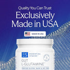 Essential Stacks Gut L-Glutamine Powder - Exclusively Made in USA - Pure L Glutamine Powder for Gut Health (100 Servings, Unflavored)