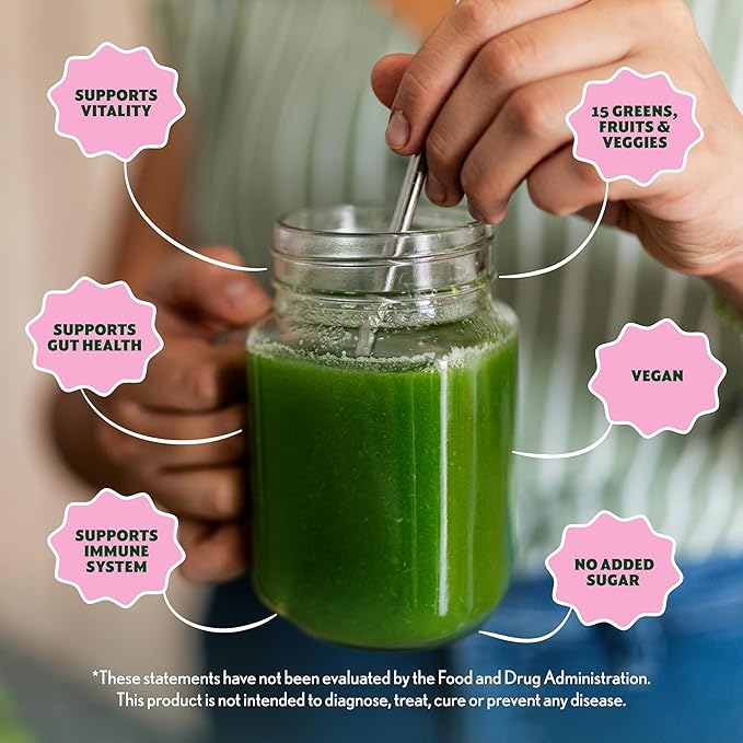 Amazing Grass Greens Superfood Powder: Greens Powder with Digestive Enzymes & Probiotics, Organic Spirulina, Chlorella, and Beet Root Powder, Berry, 30 Servings (Packaging May Vary)