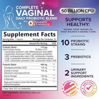Vaginal Probiotics for Women pH Balance with Prebiotics - 50 Billion CFU - 10 Unique Feminine Strains, Cranberry & D-Mannose for Women's Probiotic Vag Health, Supplement Bottled in USA - 60 Capsules