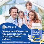 Bovine Colostrum Supplement Gummies - with 60% Highest IgG, Lactoferrin, Probiotics and Prebiotics for Adults and Kids, Vanilla Flavor & Sugar Free, 90 Gummies