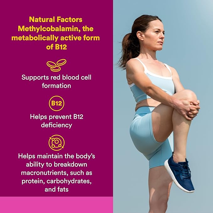 Natural Factors, Vitamin B12 Methylcobalamin 5000 mcg, Chewable Support for Energy and Immune Health, Vegetarian, 60 tablets (60 servings)