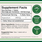 Huperzine A 200mcg (Third Party Tested) 120 Tablets, Brain Supplement to Promote Acetylcholine (Acetylcholinesterase Inhibitor) - Supports Memory and Focus by Double Wood (Pack of 2)