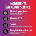 Force Factor Daily Relief Nerve Supplement with Alpha Lipoic Acid, B Vitamins, CoQ10 & Acetyl-L-Carnitine HCl for Nerve Discomfort in Hands, Feet, Toes & Fingers, Blueberry Acai, 30 Soft Chews