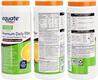 Equate Premium Daily Fiber Psyllium Husk Sugar-Free with Stevia 14 OZ Over 70 Teaspoon Doses - Orange Flavor and Vital Volumes Constipation Tips Card - Bundle