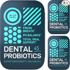 3-PACK Oral Probiotics for Teeth, Bad Breath, Gum Health - 3bn CFU K12 Lactobacillus Salivarius, Acidophilus, Casei, Dental Probiotic in a Travel Tin - 135Fresh Breath Mint Dental Probiotics Pills
