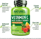 NATURELO Vitamin C with Organic Acerola Cherry Extract and Citrus Bioflavonoids - Vegan Supplement - Immune Support - 500 mg VIT C per Cap - Non-GMO - 90 Capsules