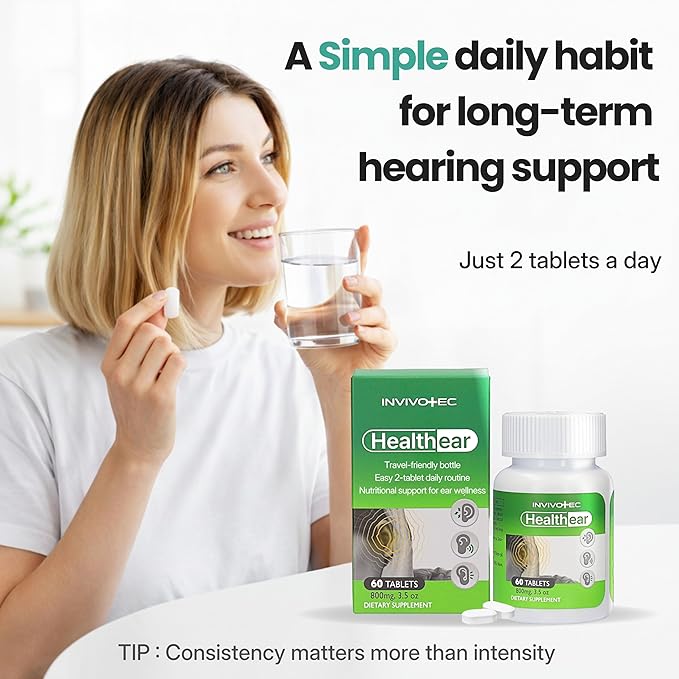 Hearing Support Supplement for Ear Health & Clarity | Auditory Wellness Formula with Magnesium, Vitamin B6 & Patented Botanical Complex | Daily Use | 60 Tablets