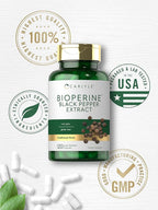 Carlyle Bioperine 10mg | 120 Capsules | Non-GMO & Gluten Free | Sourced from Black Pepper Extract | Supports Curcumin Powder Absorption