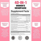 40-in-1 Menopause Supplements for Women, Multibenefit & Complete Black Cohosh for Hot Flashes, Night Sweats & Hormone Balance, w/ Probiotics, DIM, Vitex, Dong Quai, Red Clover and More, 120 Vegan Caps