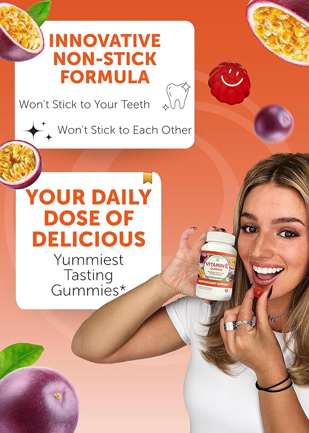 Lunakai USA Made Vitamin E Gummies 400IU with Vitamin C - Delicious, Vegan, Non-GMO Supplement for Daily Skin & Eye Support - 3 Pack