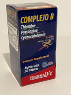 Complejo B (B-Complex) – Vitamin B1, B6, B12 Tablets – Dietary Supplement – 30 Tablets – 1 Month Supply