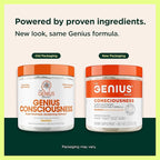 Genius Consciousness, Super Nootropic Brain Supplement Powder, Mango - Boost Focus, Cognitive Function, Concentration & Memory Booster - Alpha GPC & Lions Mane Mushroom for Neuro Energy & IQ