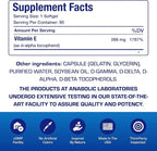 Vitamin E 400 IU Softgels - Clinical Formula Natural Vitamin E Supplement Complex with d-Alpha Tocopherol & Mixed Tocopherols for Hair Skin & Nails Plus Antioxidant Immune Support - 90 Servings