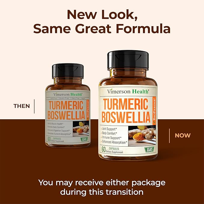 Boswellia Serrata Turmeric Supplement for Joint Support & Inflammation Balance – Turmeric Boswellia Supplement with Ginger & Black Pepper Extract for Enhanced Absorption – Non-GMO - 2pack