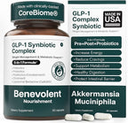 Benevolent Glp-1 Support | 5-in-1 Synbiotic with Akkermansia, MetSyn®, Chromax® & Liposomal Berberine | Natural GLP 1 Probiotics Supplement for Weight Management & Metabolic Balance, 60 Ct