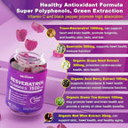 Resveratrol Supplement 1500mg - Resveratrol Gummies Supports NAD⁺, NMN & NMNH Synergy, with Quercetin, Grape Seed, Acai Berries Extracts for Antioxidant, Healthy Aging & longevity, Skin, Brain - 2Pcs