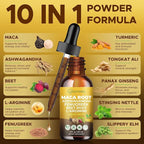 10-in-1 Maca Root Liquid Drops, Maca Root with Ashwagandha, Nettle, Fenugreek, Beet Root, and L-Arginine, Maca Supplement for Overall Support - 2 fl oz