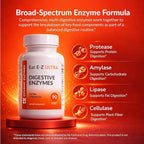 Eat E-Z Ultra Advanced Digestive Enzyme Supplement – Broad-Spectrum Multi-Enzyme Formula for Heavier & Harder-to-Digest Meals – Supports Occasional Bloating, Gas & Indigestion – 90 Vegetarian Capsules