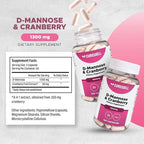 D-Mannose & Cranberry 1300mg (120 Capsules) | Vegan & Non-GMO Urinary Tract Health Supplement | UTI Defense & Bladder Support | Natural Urinary Cleanse & Immune Support | Pack of 2