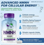 Liposomal NMNH 1000mg - 120 Capsules, Dihydronicotinamide Mononucleotide NAD+ Precursor - Ultra-Absorbable NAD Plus Complex, Liposomal NMN Supplements Capsules for Aging Support & Cellular Energy