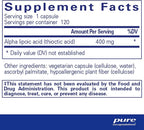 Pure Encapsulations Alpha Lipoic Acid 400 mg | ALA Supplement for Liver Support, Antioxidants, Nerve and Cardiovascular Health, Free Radicals, and Carbohydrate Support* | 120 Capsules
