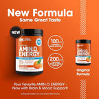 Optimum Nutrition Amino Energy Powder Plus Hydration, with BCAA, Electrolytes, and Caffeine, Tangerine Wave, 30 Servings (Packaging May Vary)
