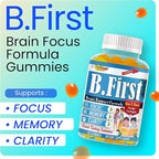 B.First Focus Gummies for Kids & Teens | Kids Focus and Attention Supplements with Omega 3 DHA – Memory Vitamins for Concentration, Mental Clarity & Cognitive Support-60ct