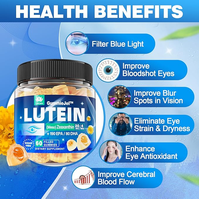 Sugar Free Lutein 20mg 40mg +Vegan Omega 3 DHA EPA