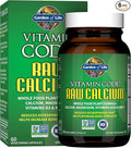 Garden of Life Raw Calcium Supplement for Women and Men - Vitamin Code Made from Whole Foods with Magnesium, K2, Vitamin D3 and Vitamin C Plus Probiotics for Digestion, 60 Capsules (Pack of 6)