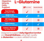 HealthFare L Glutamine 1000mg | 240 Vegan Capsules | Extra Strength Amino Acid Supplement | Supports Digestive Balance, Nutrient Absorption & Muscle Recovery | Non-GMO, Gluten-Free | Made in USA