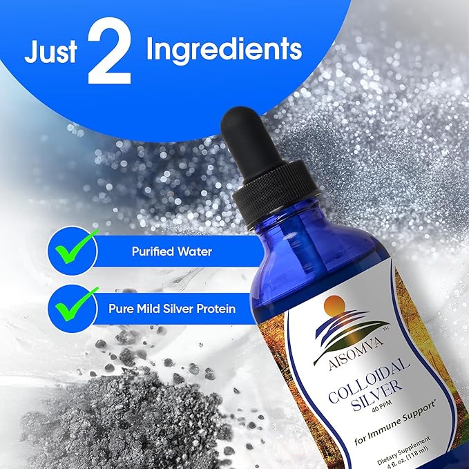 Colloidal Silver Liquid with Dropper – Mild Silver Protein 40ppm | High Absorption, Pure & Clean Formula | Made in USA, GMP Compliant (4 Fl Oz)